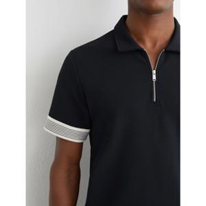 REISS Bruno Sleeve-Trim Half-Zip Polo Shirt